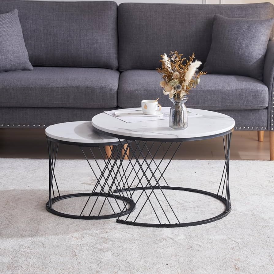 Amazon.co.jp: SOFTSEA ネストテーブル ローテーブル 2点セット