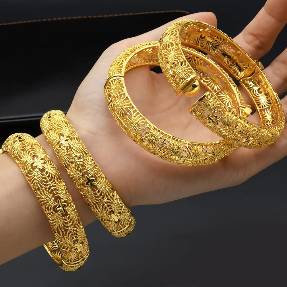 Amazon | ドバイゴールドバングル 女性用 インドアフリカウェディング