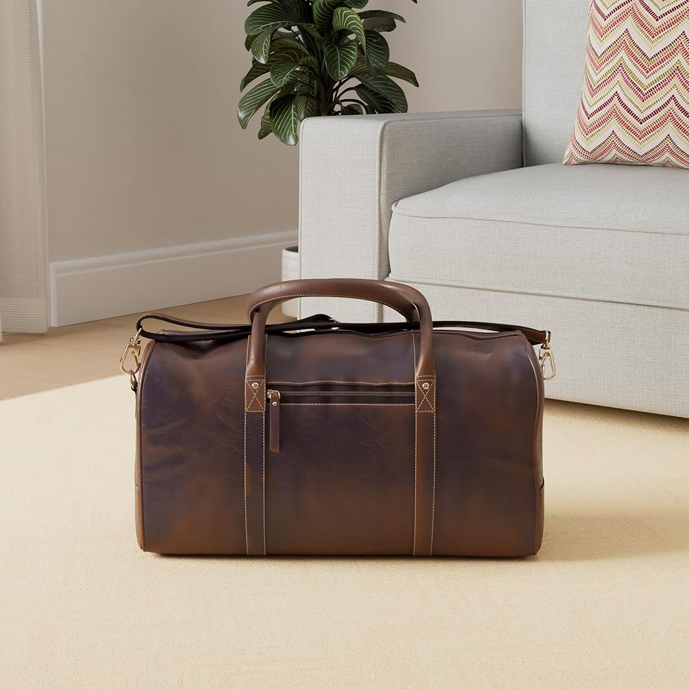 Amazon | KomalC レザーダッフルバッグ男女兼用フルグレインレザー旅行