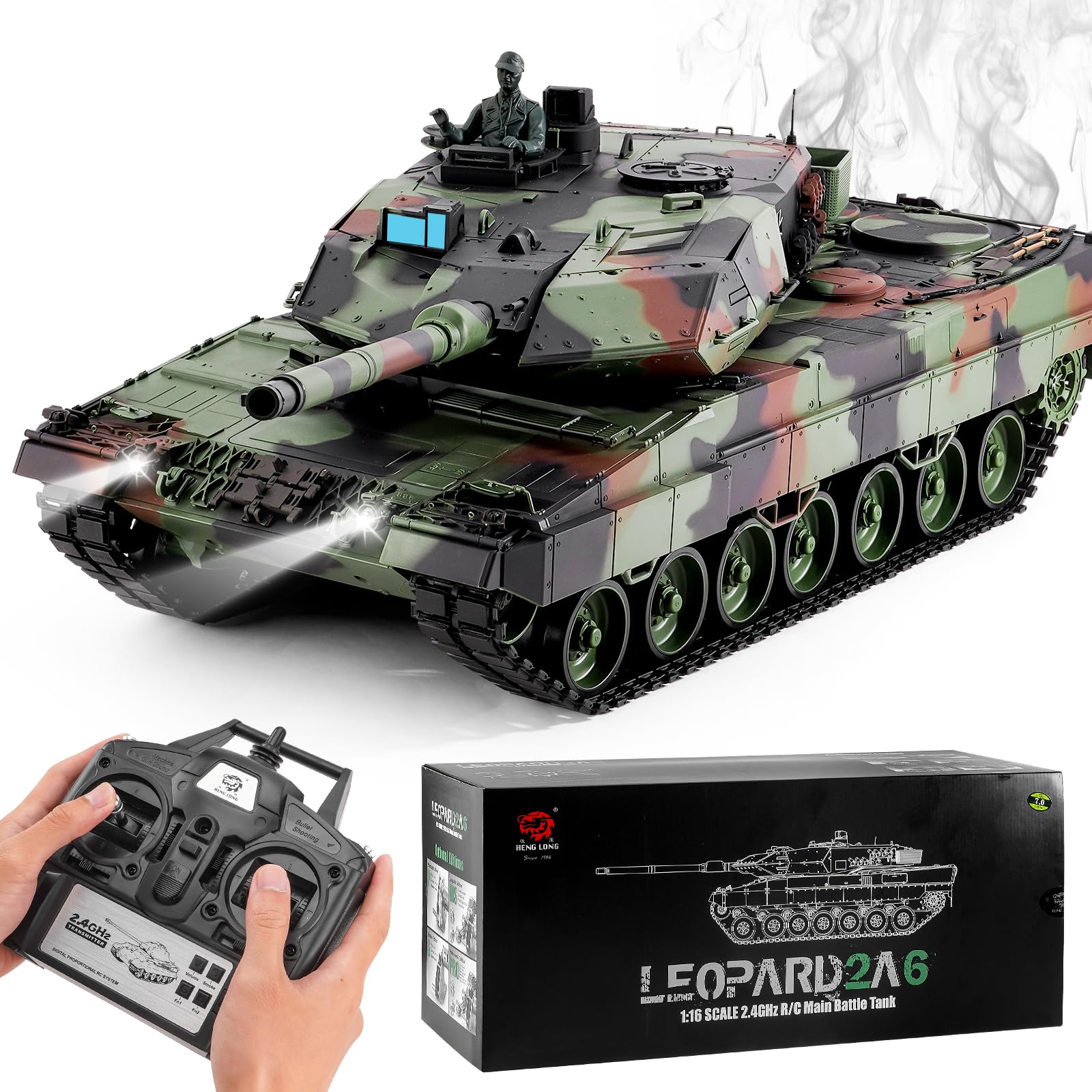 Amazon.com: BESTYMXY Remote Control Tank, Henglong German Leopard