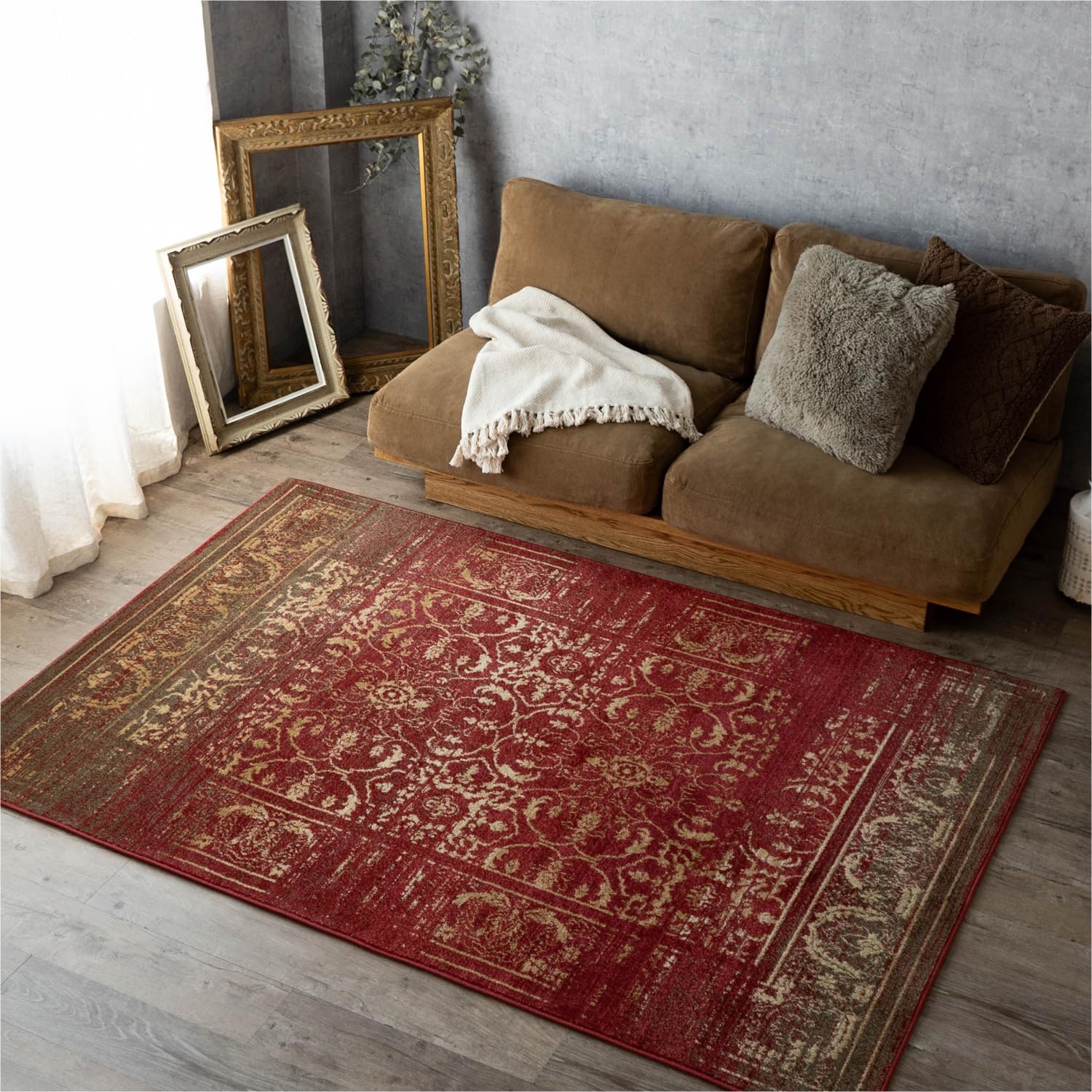 ヒ*ロ様 ヴィンテージ ぺルシャジュータン 花柄ドラゴンデザインラグ