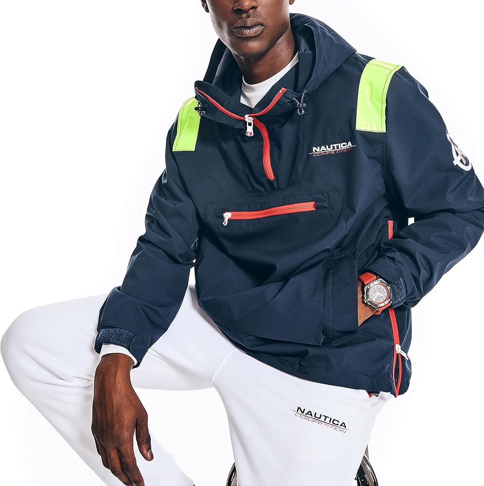 Nautica Competition Sustainably Crafted Anorak Jacket,Navy,S at