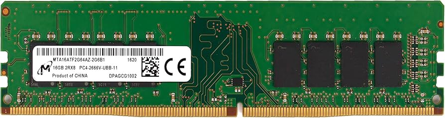 MICRON 16GB PC4-2666V-U UNBUFF Non ECC 2RX8 Memory UDIMM