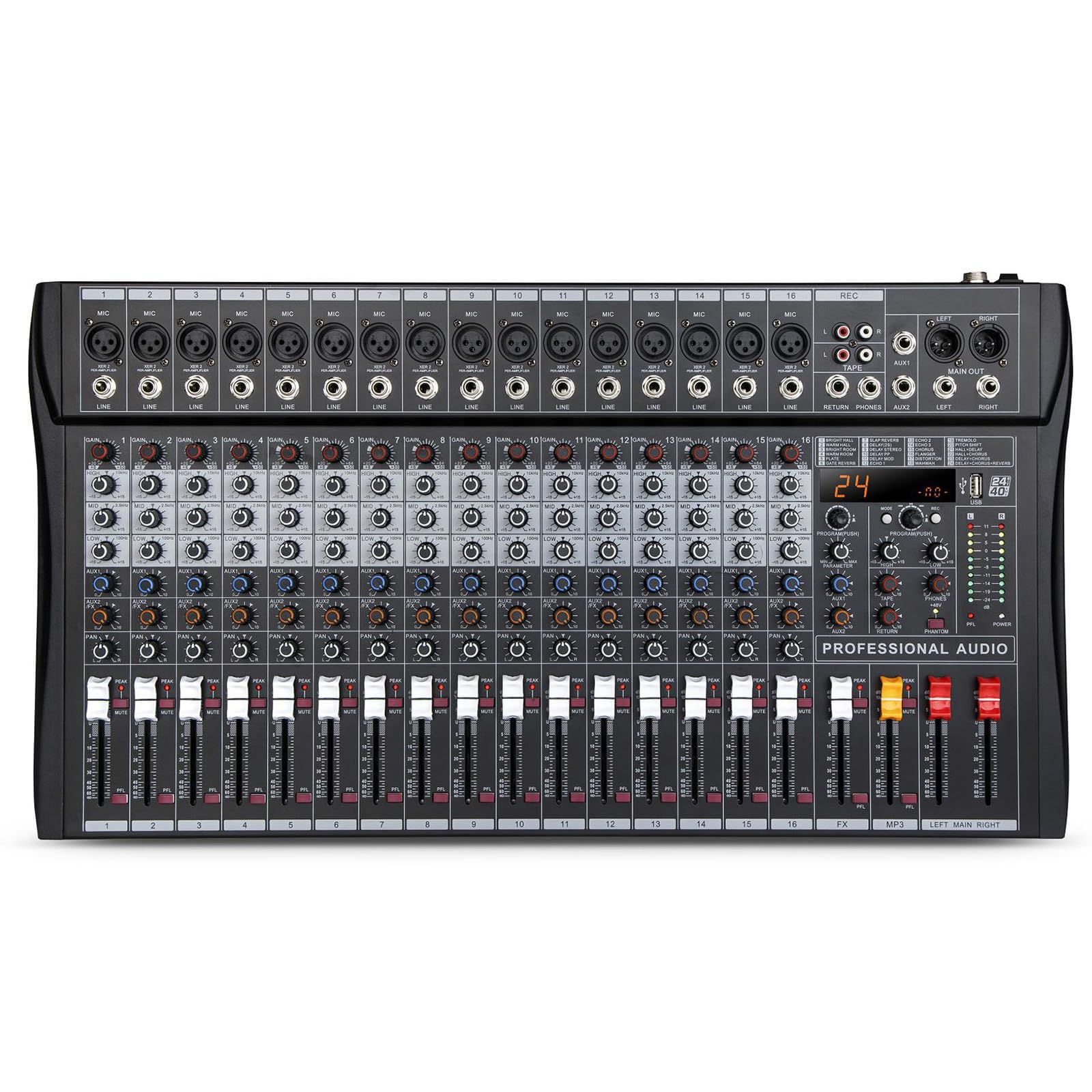 Amazon | 16チャンネルミキシングコンソール 24種類のエフェクトが内蔵