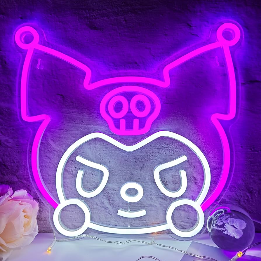 Anime Kuromi Neon Sign,Cute Neon Signs for Wall Decor USB Powered
