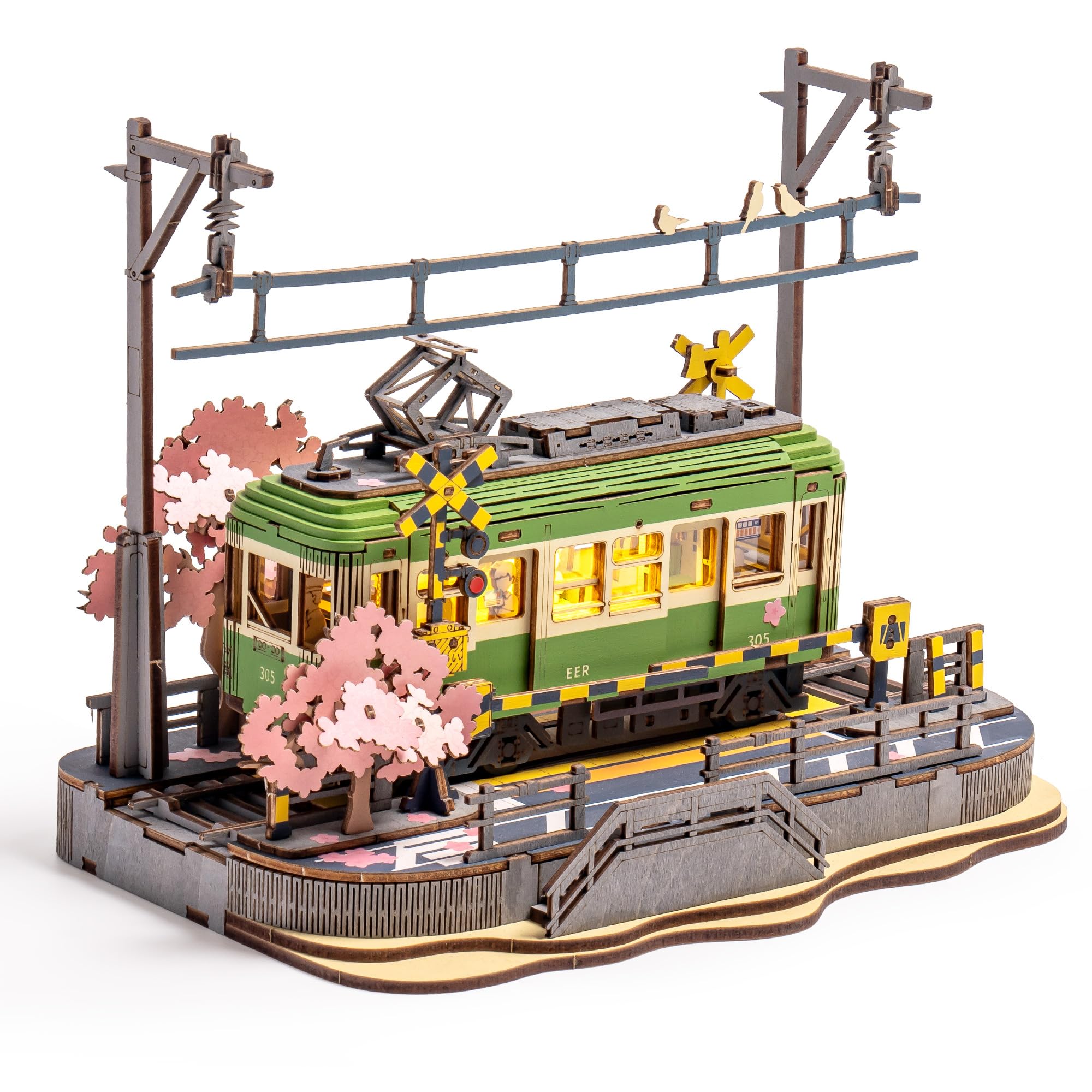 Amazon.co.jp: ROBOTIME 立体パズル 木製 3D ウッドパズル 桜の電車