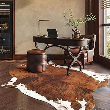 Amazon | DweIke プレミアムフェイクカウハイドラグ牛革エリアラグ