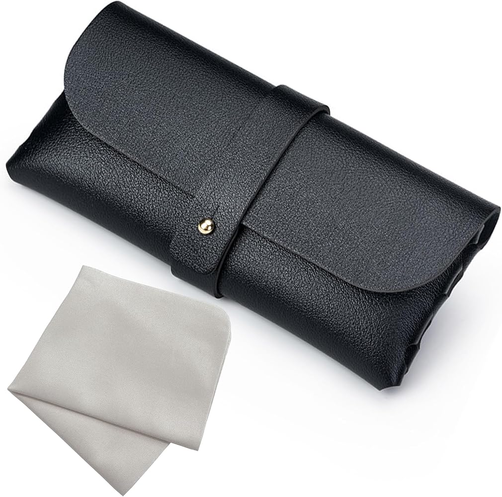 Onrtry Soft Leather Eyeglass Case PVC Nail Buckle Glasses Bag
