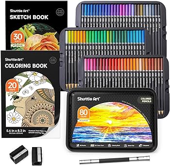 Amazon | Shuttle Art 色鉛筆 80色セット 油性色鉛筆 大人の塗り絵