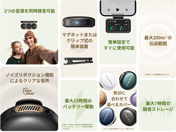 Amazon | AnkerWork M650 Wireless Microphone メタリックブラック