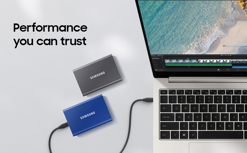 Samsung T7 1TB Portable, Blue, up to 1050MB/s, USB 3.2 Gen2