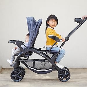 Amazon | カトージ ベビーカー 二人でゴーDX レインカバー付 デニム 1