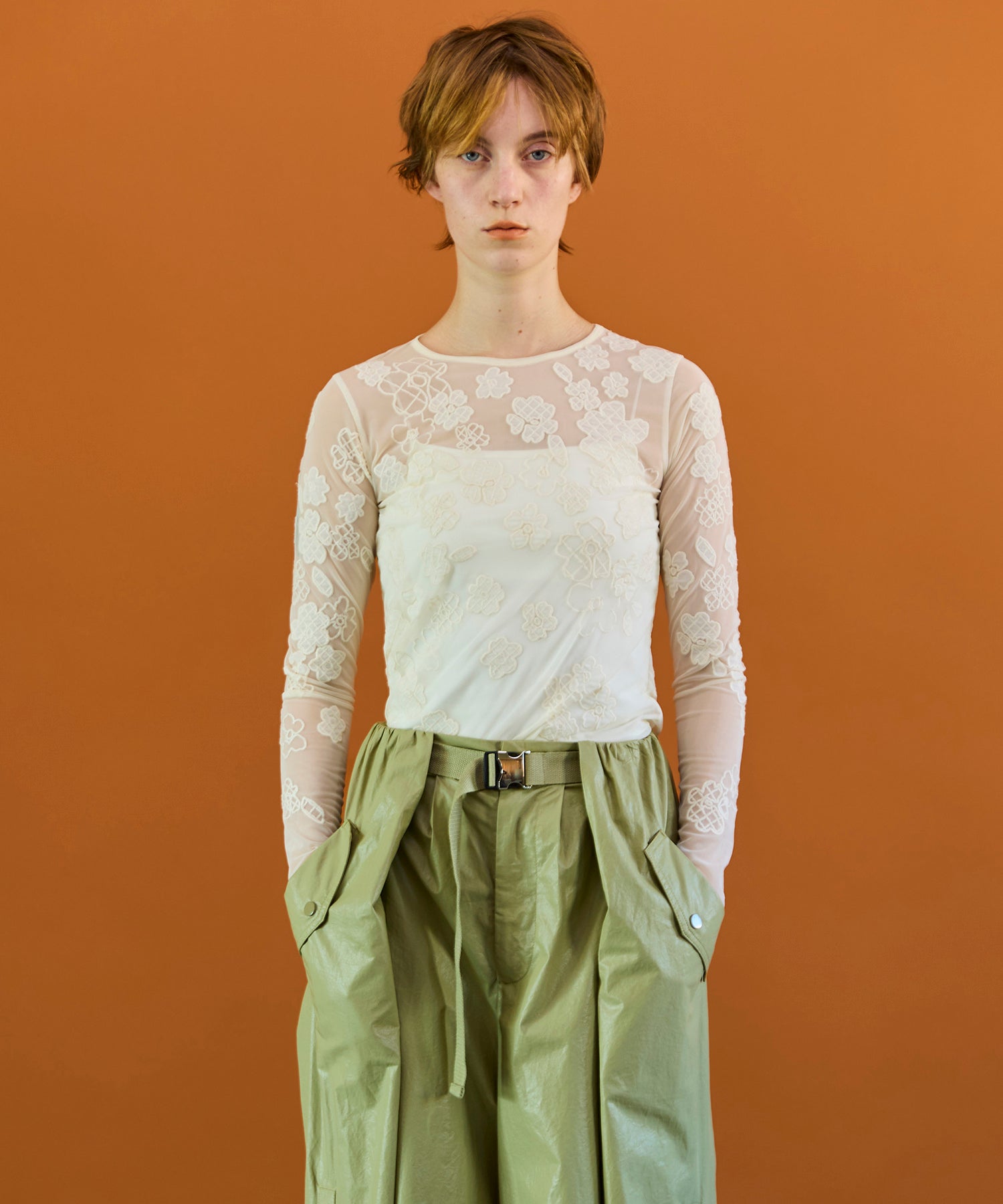 Flower Embroidery Sheer Tops