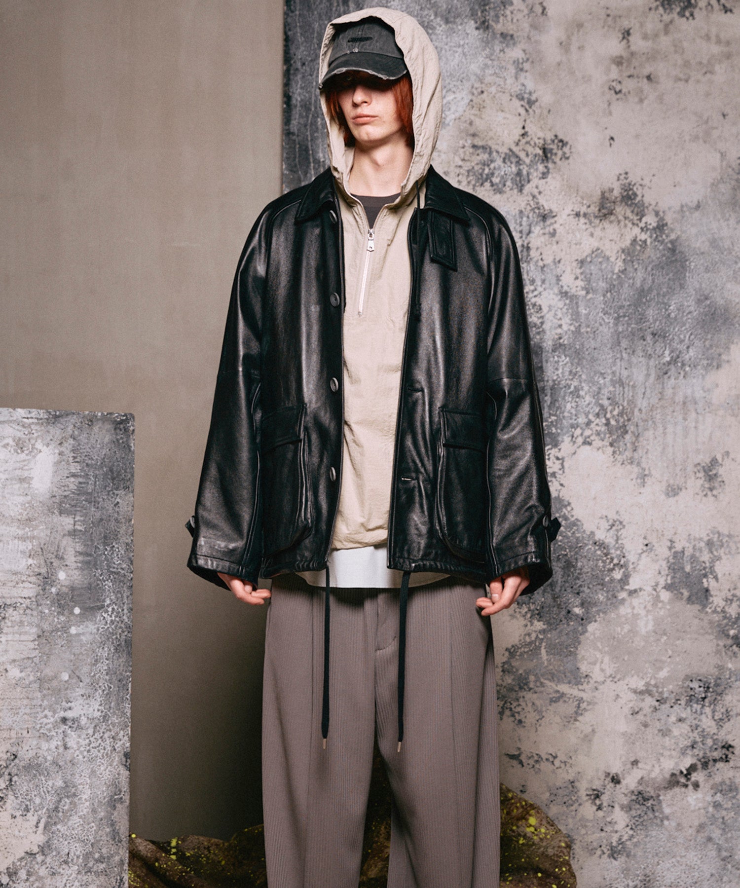 Sheep Leather Front Button Single Blouson