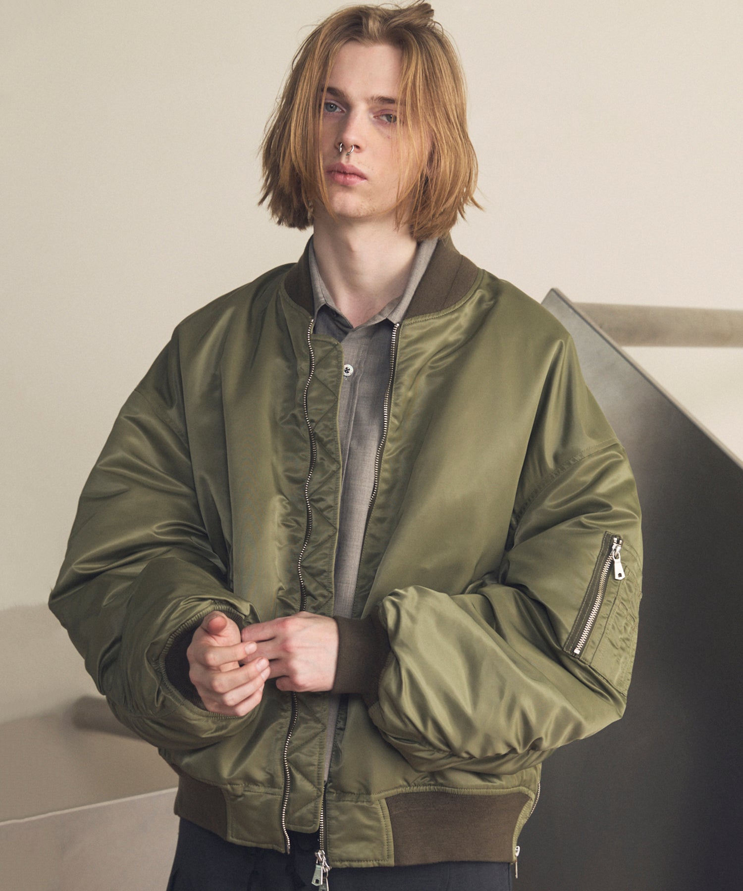 Prime-Over Nylon MA-1 Bomber Jacket