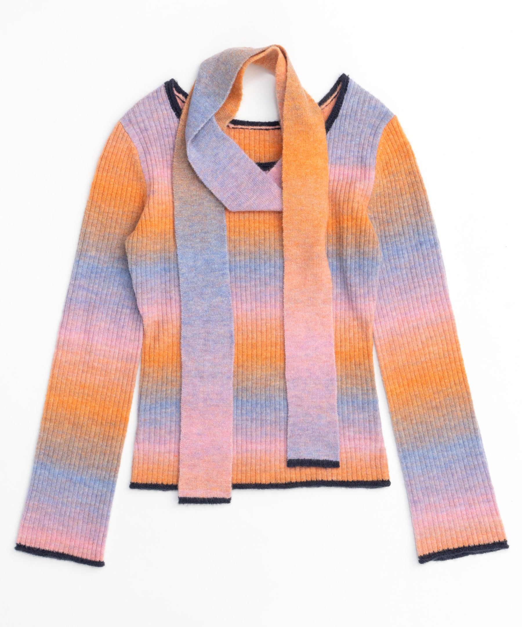 SALE】With Muffler Gradient Knit Tops