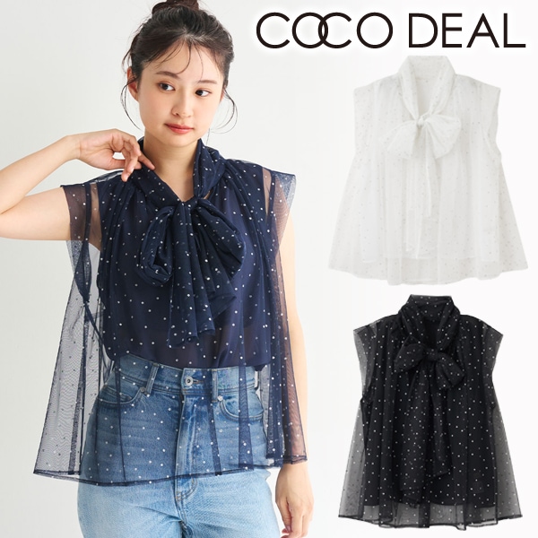 SALE50%OFF】COCODEAL ココディール ドットチュールリボンブラウス