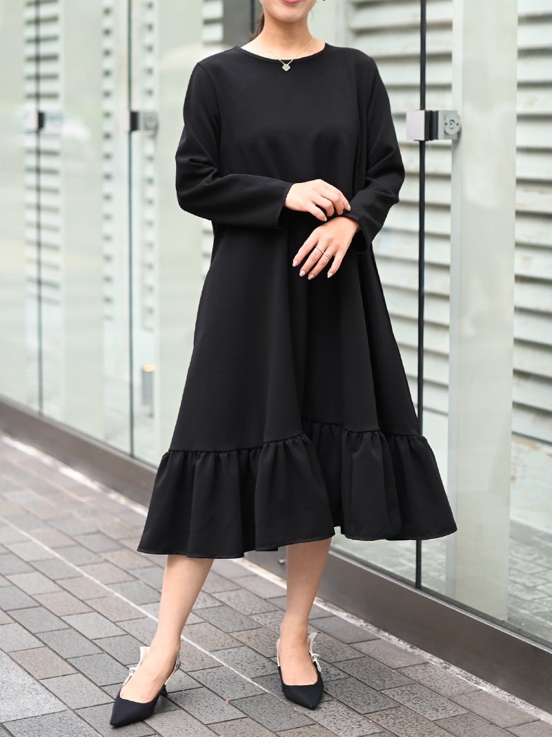 裾フリルフレアワンピース～長袖（long） | New Arrival | | TREFLE＋1