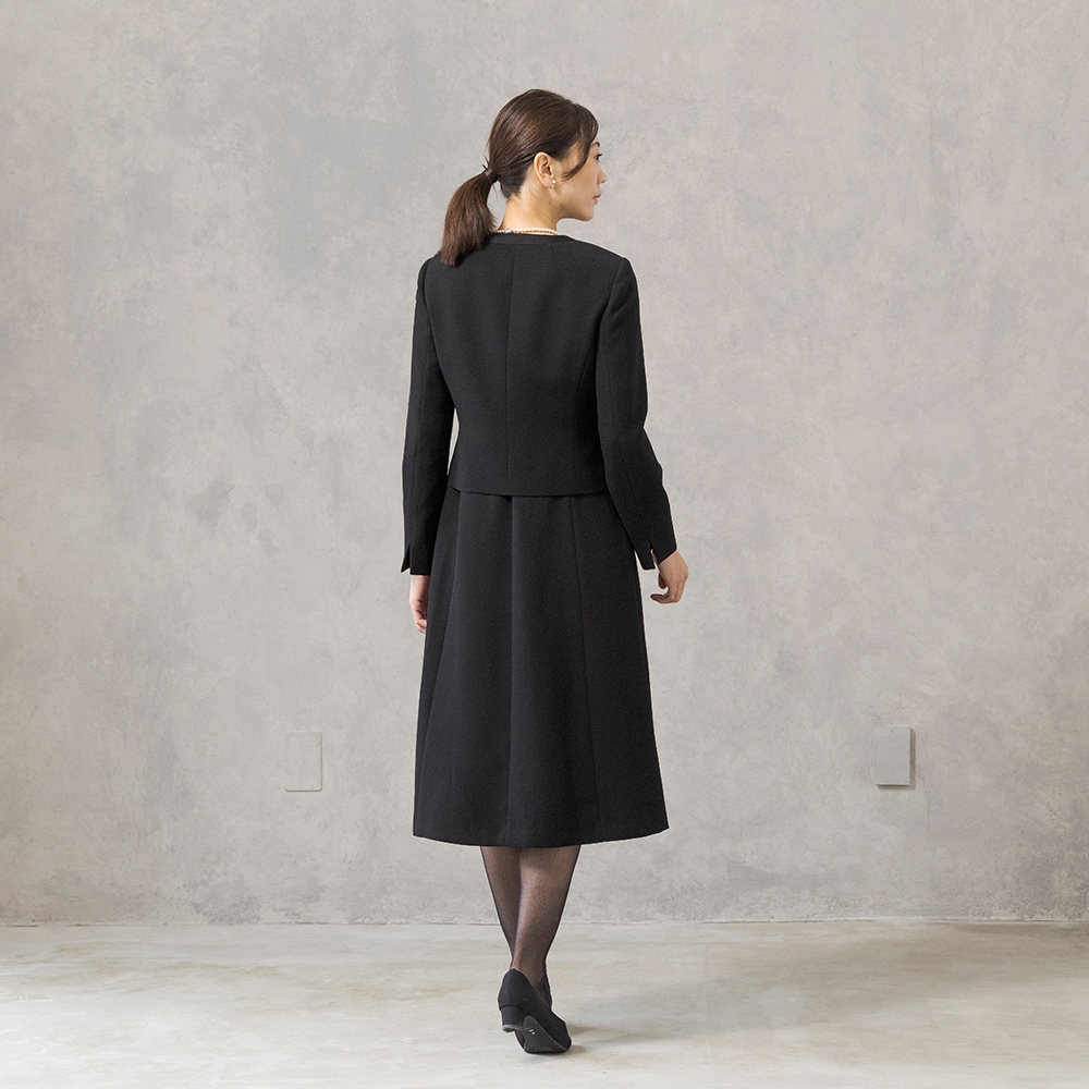 HIROMI YOSHIDA Black 1203420]ノーカラージャケット×シフォン