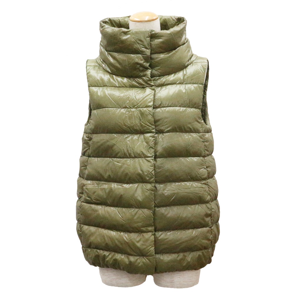栄】【HERNO】ヘルノ ダウンベスト カーキ グリーン系 サイズ42