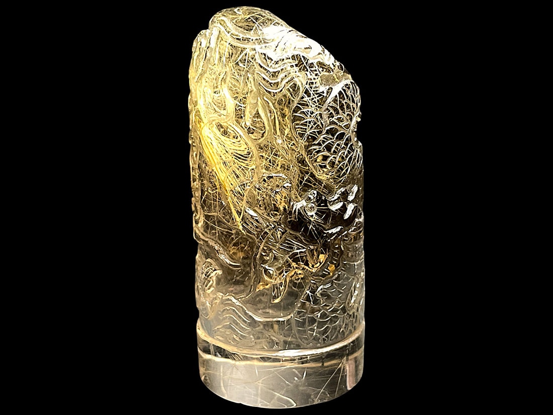 ルチルクォーツ 龍彫刻