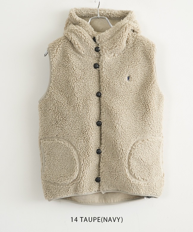 J-1069BOA]Gymphlex(ジムフレックス) BOA HOODED VEST ボアフーデッド