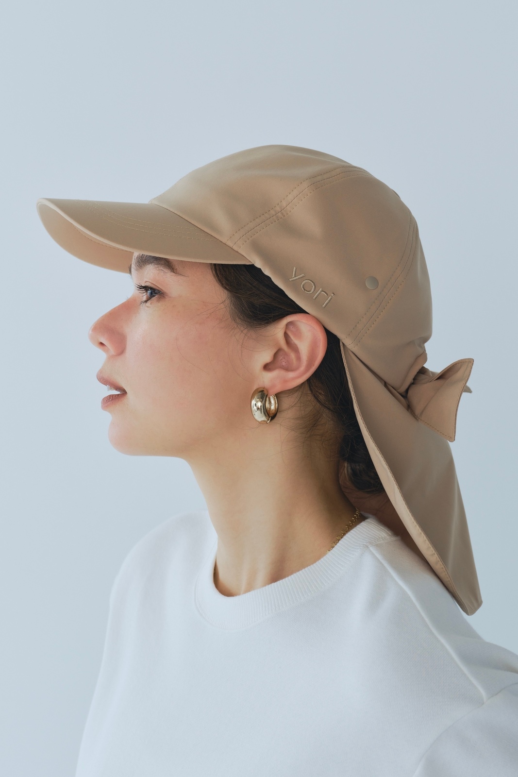 yori UV日よけ付き リボン キャップ ベージュ ヨリ yori ベージュ yori