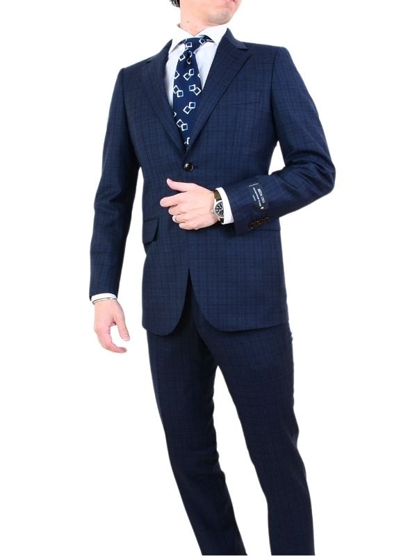 ONLY セットアップシングルスーツ REDA生地 チェック柄 ネイビー ONLY