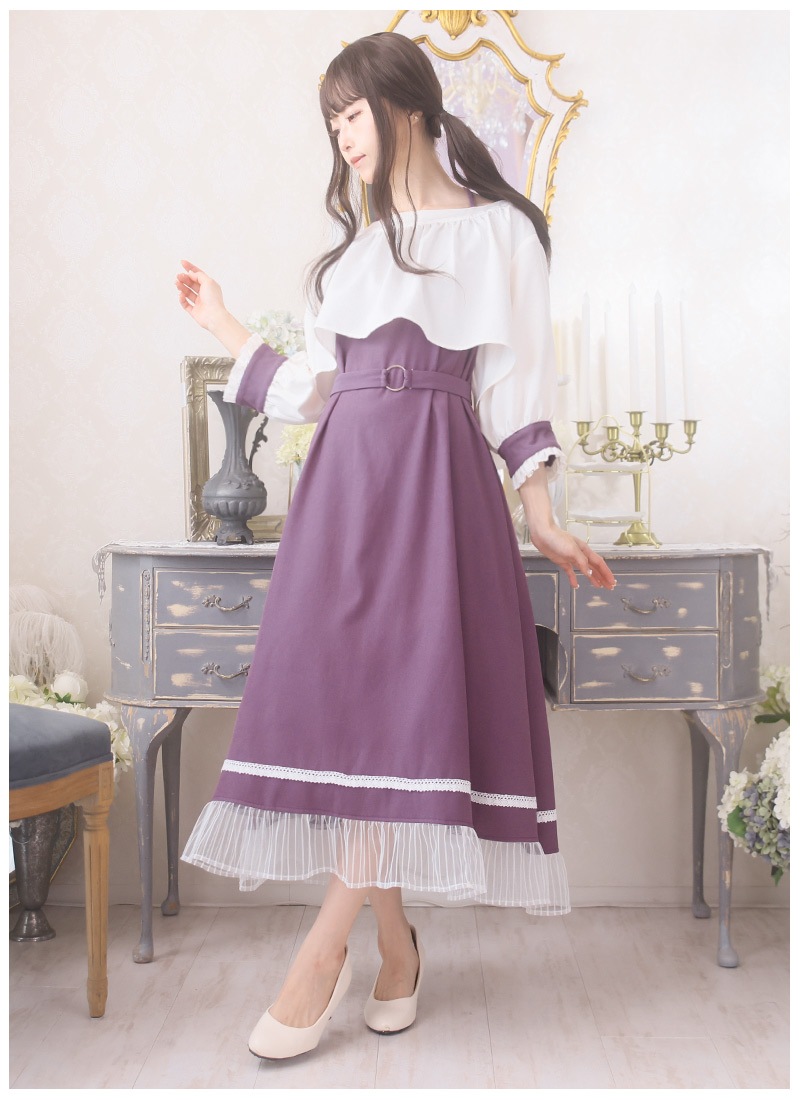 藤と鈴蘭の儚げレイヤードフレアワンピース ｜ Favoriteオリジナル