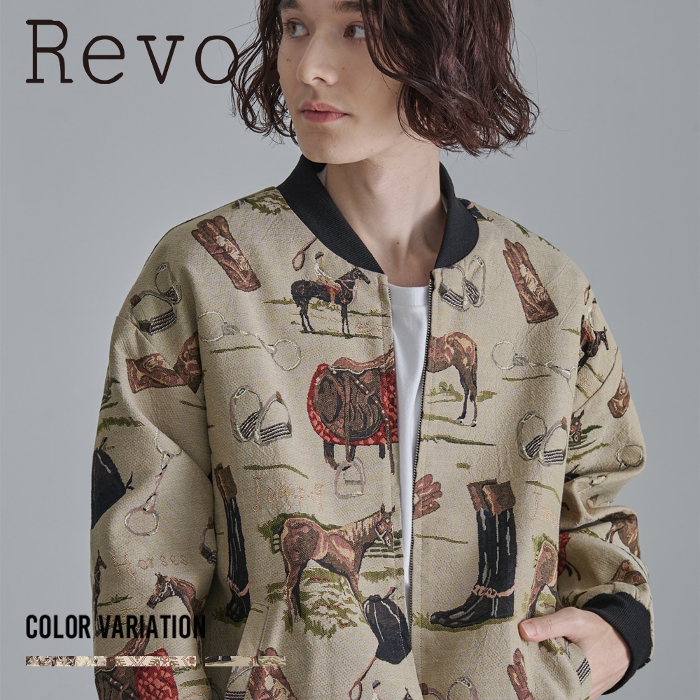 ゴブラン総柄織り ジップアップブルゾン | アパレル,アウター