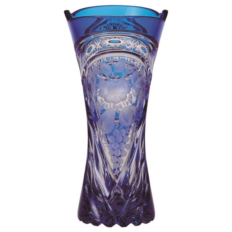 エルベクリスタル 色被せ花瓶「ニッツア」25cm シーブルー NIZ/6580