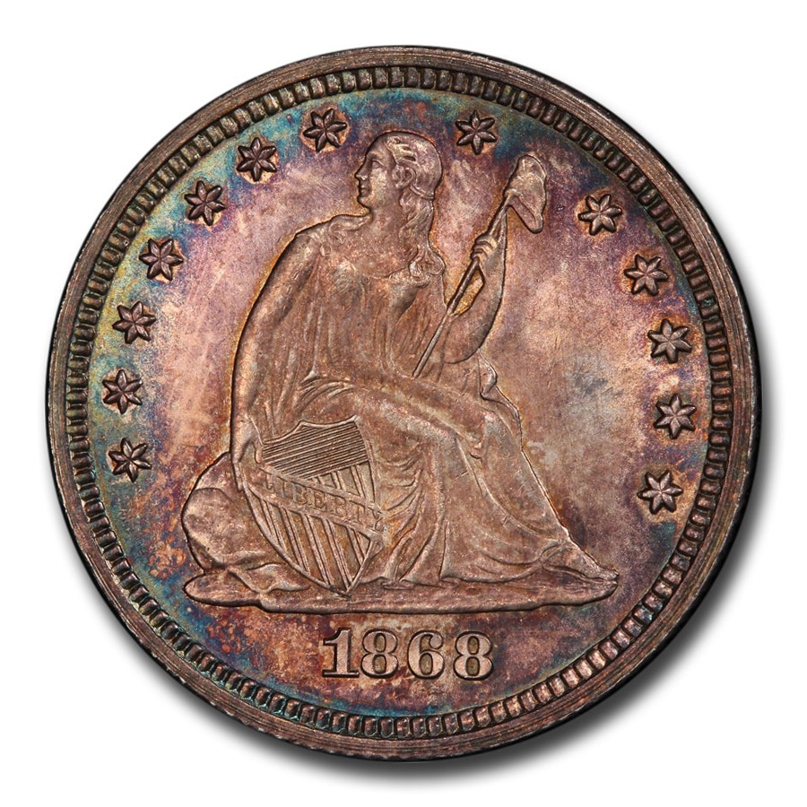 1868年 シーテッド リバティ クォーター ダラー 銀貨 25セント
