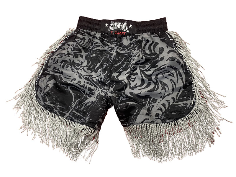 訳あり商品「型落ち品」GRIT×LUTADOR 2408 BK SATIN FRINGE MUAY THAI