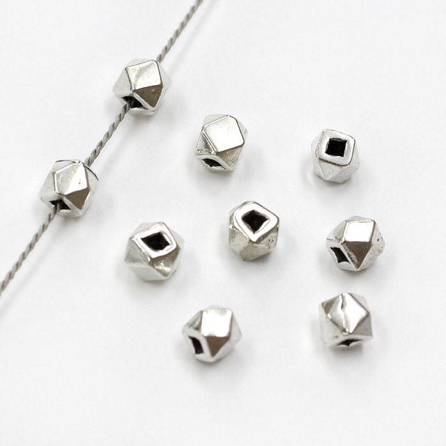 758DC162SV4MM SV925製ビーズ 直径4.0mm厚4.0mm穴径1.2～1.8mm 5ヶ