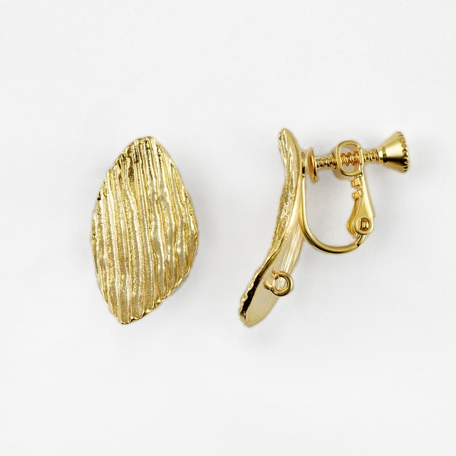 99A0400BRE 真鍮製イヤリング ネジバネ式 変形オーバル カン付 マット