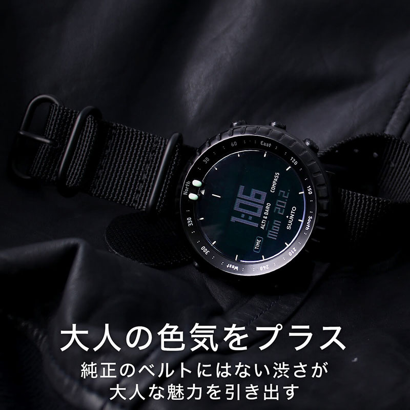 スントコア対応】MOD ブラックグレー ZULU NYLON STRAP 24mm ナイロン