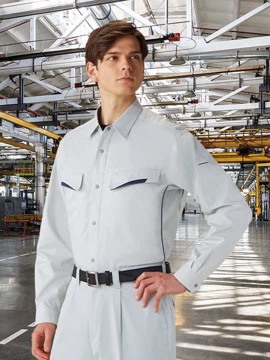 JICHODO】 85504 製品制電長袖シャツ [通年]通販ページ│自重堂＜公式