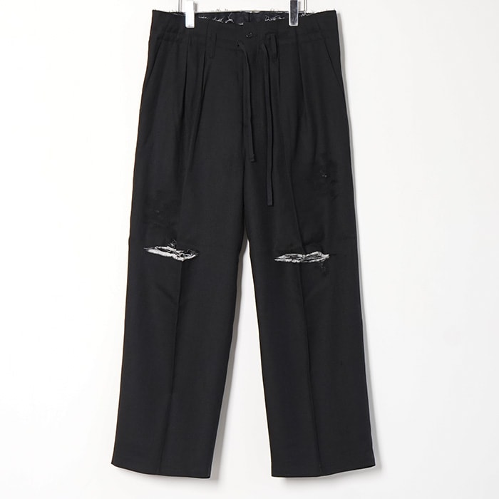 anc-pt79-b) / ANCELLM (アンセルム) / DAMAGE WOOL 2TUCK SLACKS