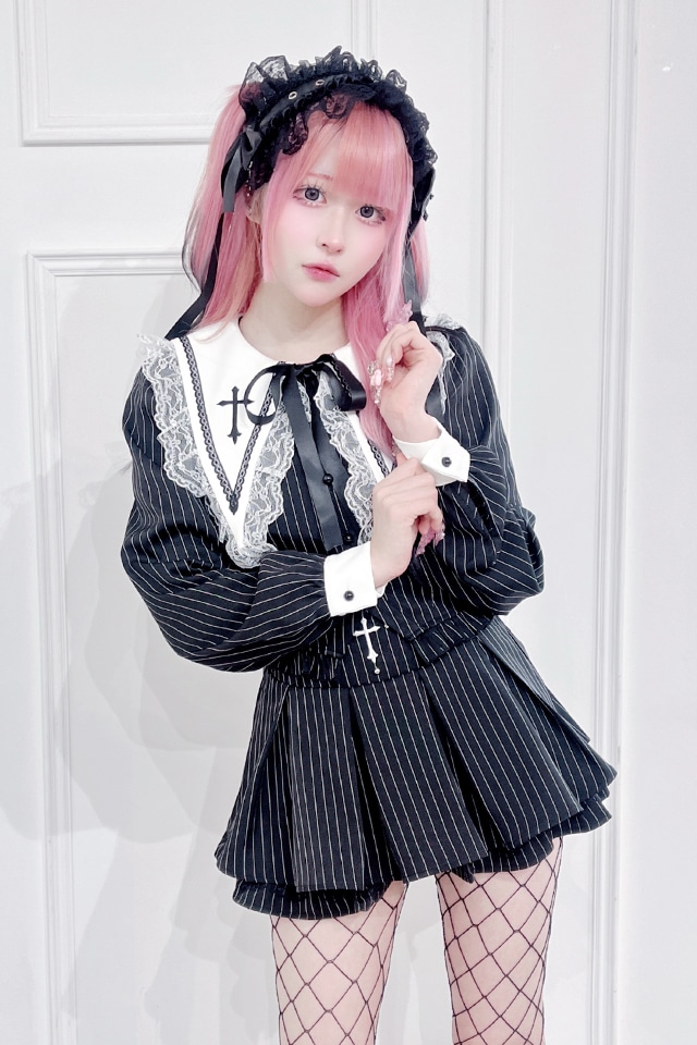 MA*RS】【2点SET】クロス刺繍短丈セットアップ - BLK/ホワイト size-F