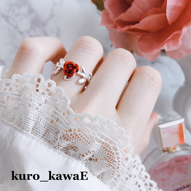薔薇園のリング【シルバー/赤】/ kuro_kawaE (クロ カワイー)｜LISTEN