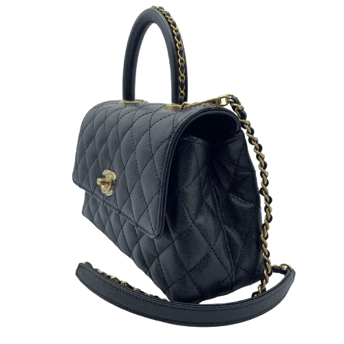 シャネル ココハンドル 24 XS ブラック キャビアスキン チェーン