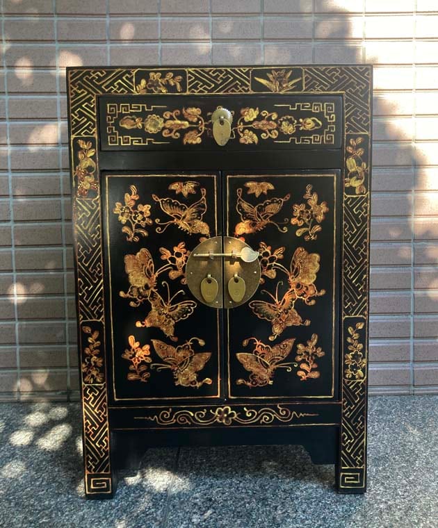 金彩手描き蝶々ミニチェスト(S) ＊黒 | シノワズリ シノワズリー