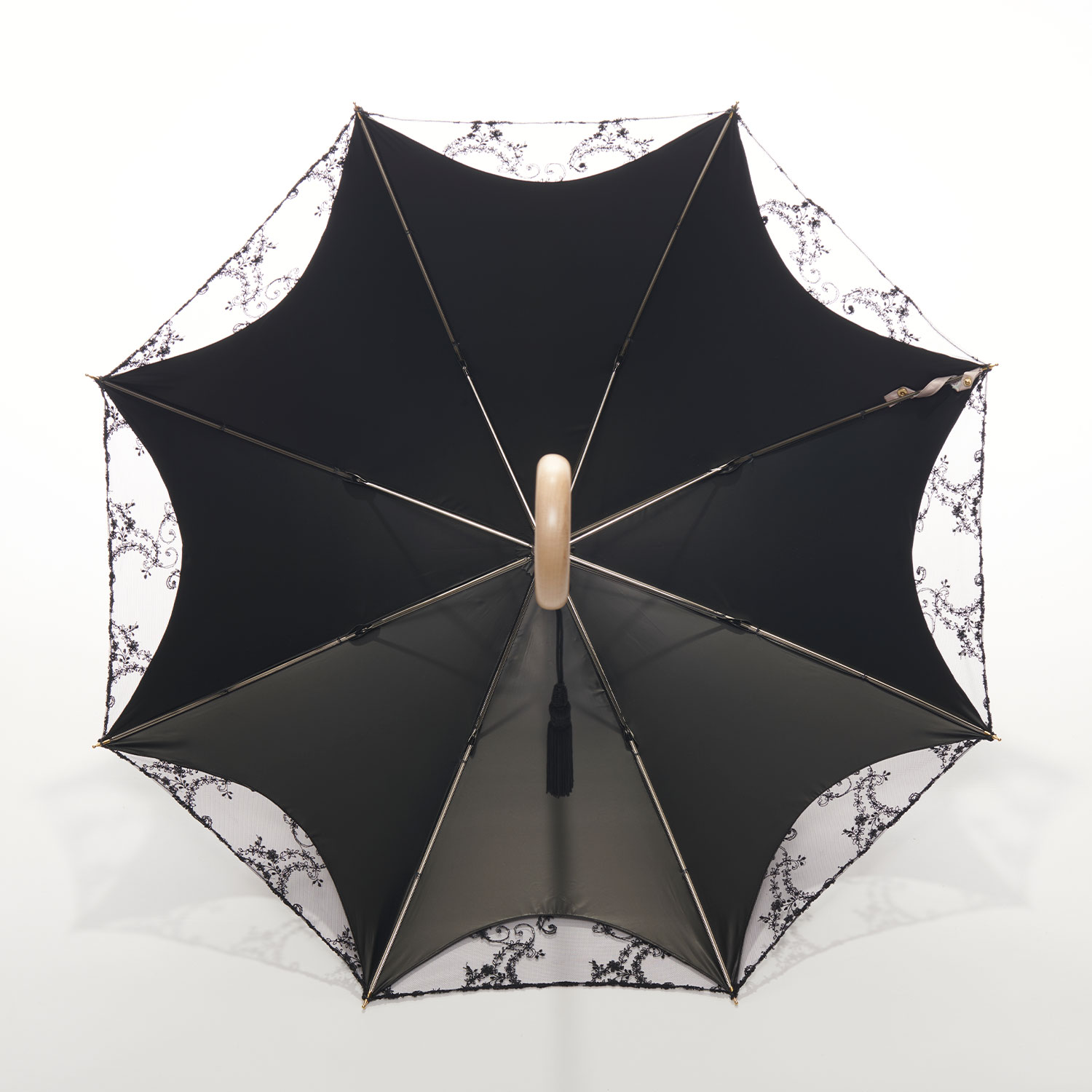 レディース日傘】レース-一級遮光二重張り-エアリュ-ブラック｜トンボ
