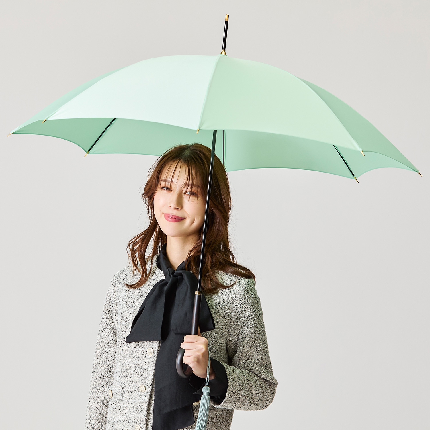 レディース雨傘】トラッド-08-ミントグリーン｜トンボ洋傘前原光榮商店