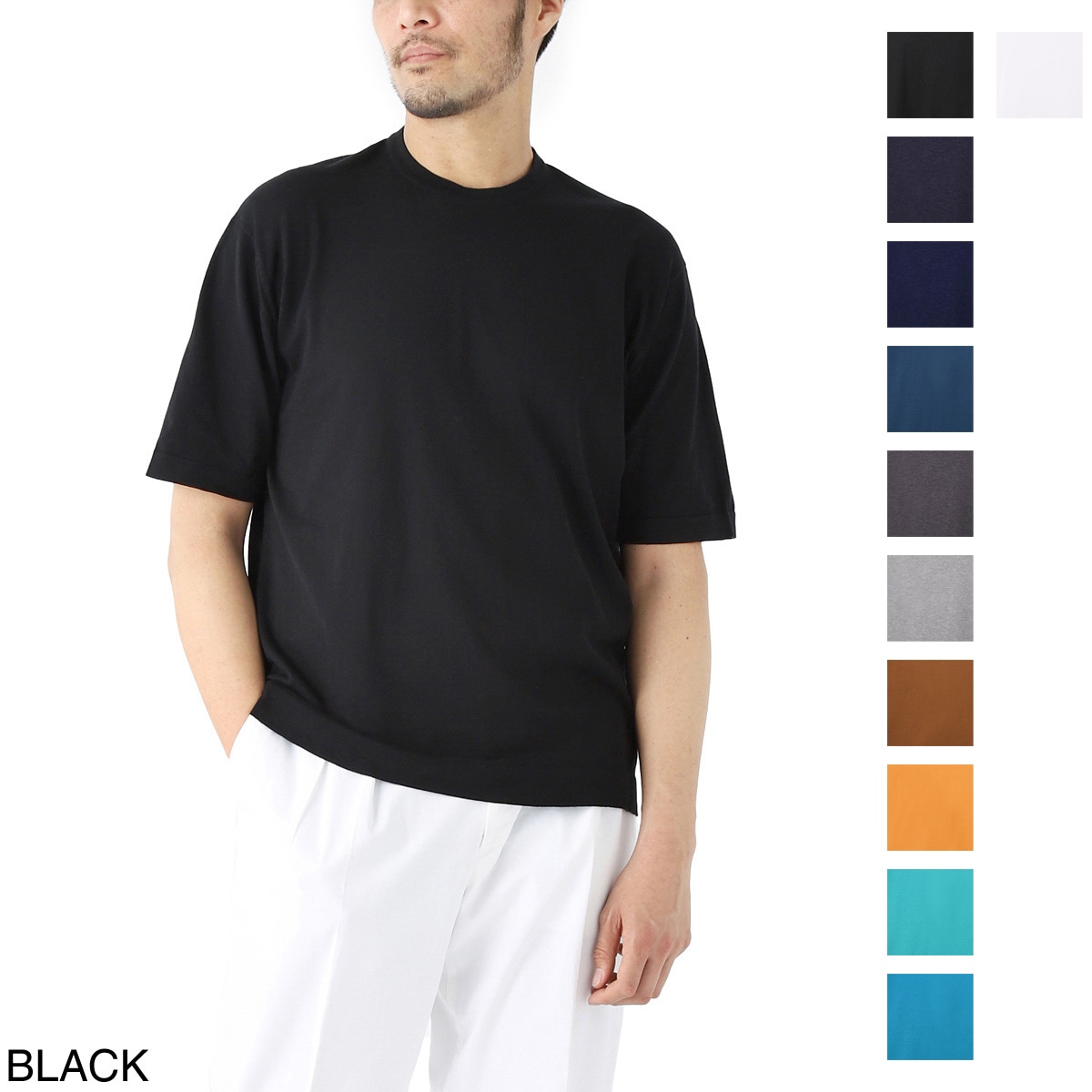 JOHN SMEDLEY ジョンスメドレー クルーネック 半袖ニット/LORCA シー