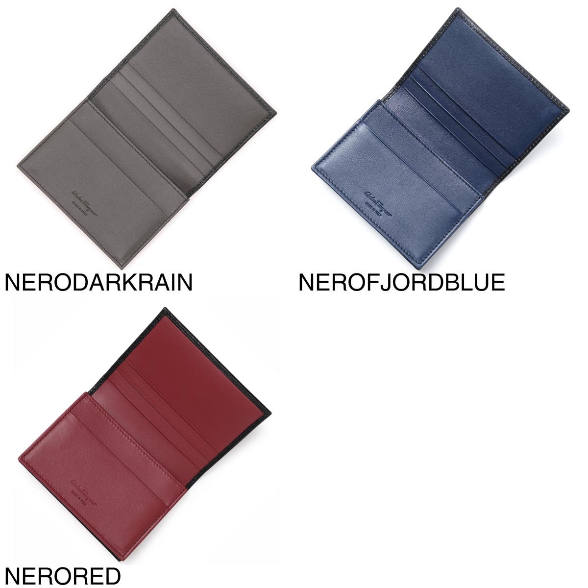 FERRAGAMO ブルーグレー 名刺入れ フェラガモ ブルー レザー カード