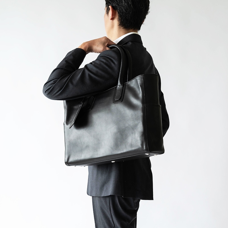 レザートートバッグメンズ 本革 ブラック黒 ビジネス CROSBY-II