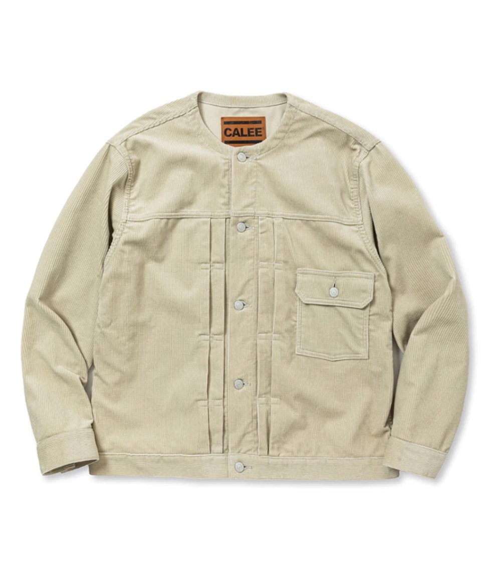 1ST TYPE NO COLLAR CORDUROY JACKET【IVORY】｜CALEE｜MELTING POT