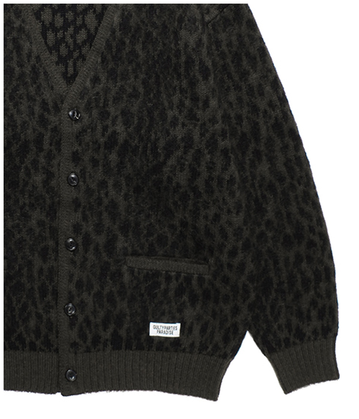 LEOPARD HEAVY MOHAIR KNIT JACQUARD CARDIGAN【KHAKI】｜WACKO MARIA