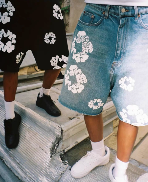 Denim Tears デニム ハーフパンツ The Cotton Wreath Jean Short Blue